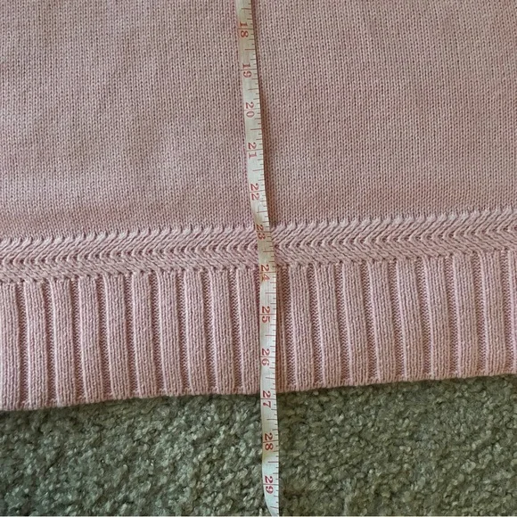 TAHARI Women’s Baby Pink Wool Blend Knit Tunic Sweater Size M Boho Oversized NWT - Picture 9 of 10